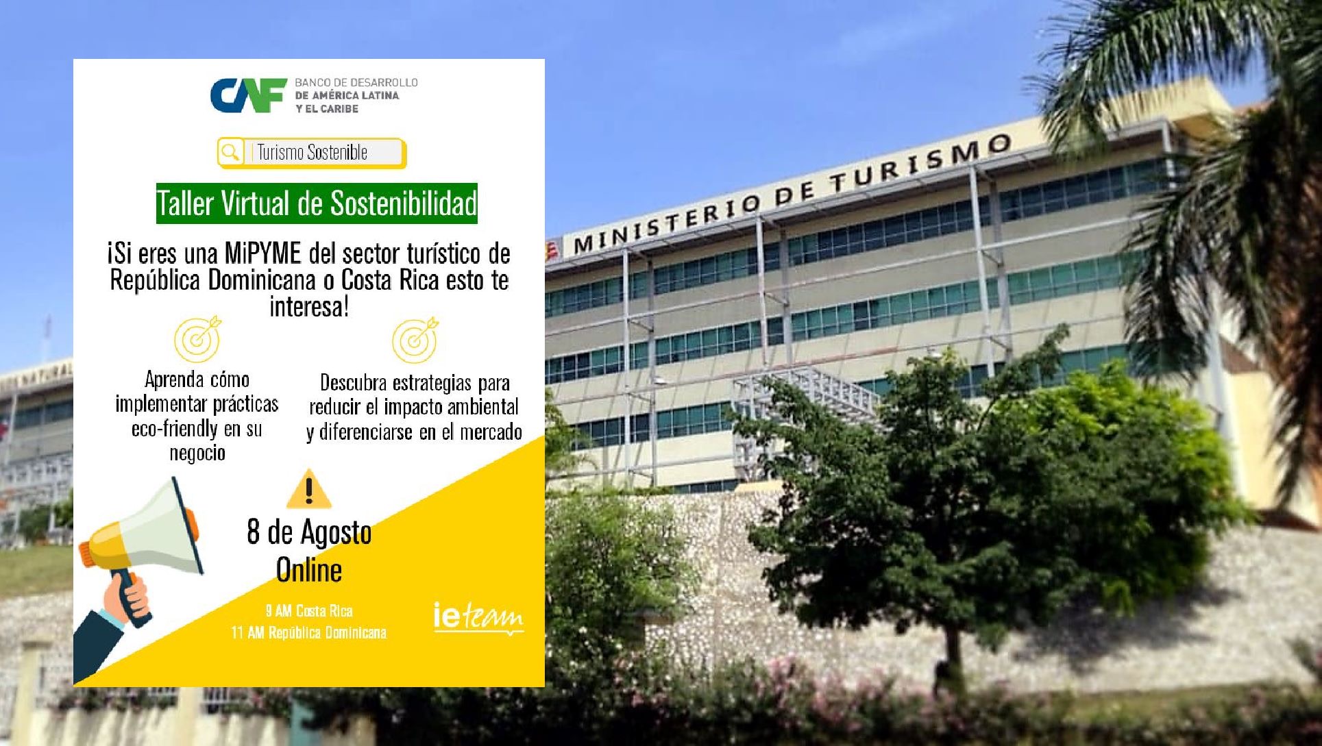 MITUR invita a Mipymes del sector turístico de Costa Rica y RD a participar en taller virtual de sostenibilidad