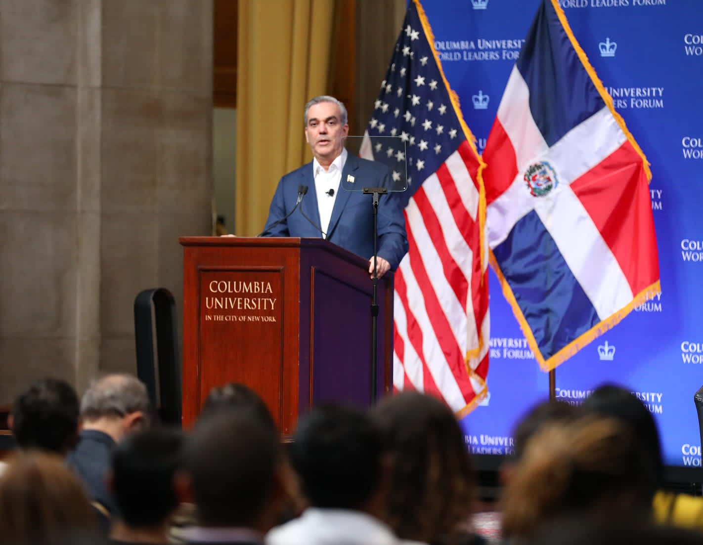 Presidente Abinader reitera ante estudiantes de la universidad de Columbia que la Seguridad de todos los dominicanos esta por encima de todo