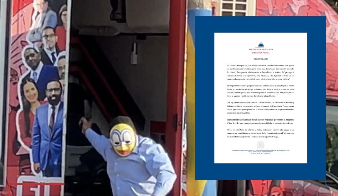 Ministerio de Interior y Policía emite comunicado sobre experimento social de simulacro de atraco a periodistas