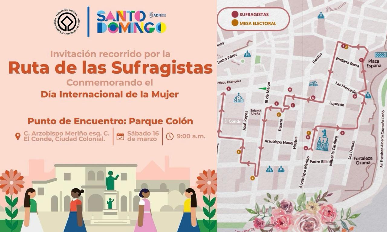 Alcaldía del DN invita a conmemorar el Día Internacional de la Mujer con recorrido por la ruta de las sufragistas este sábado