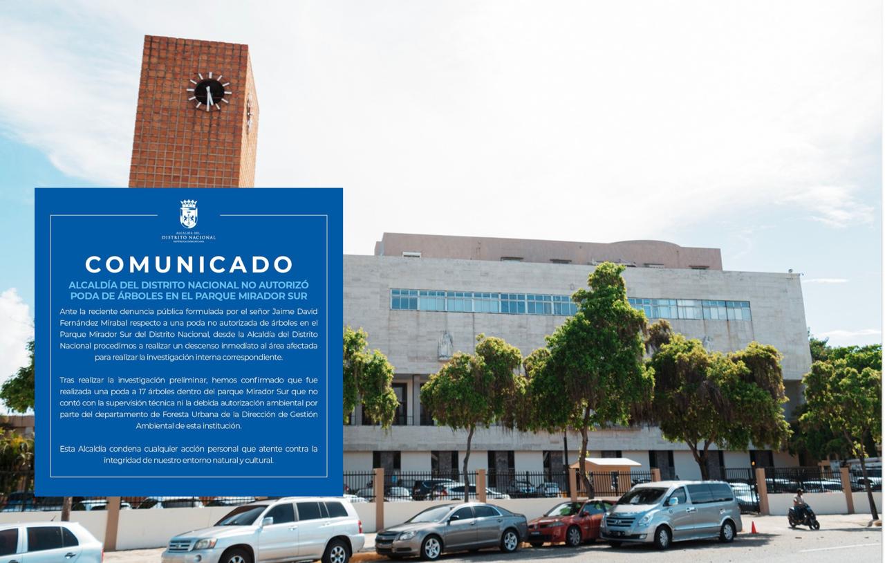 Alcaldía del DN no autorizó poda de árboles en el Mirador Sur; advierte sancionará a los responsables