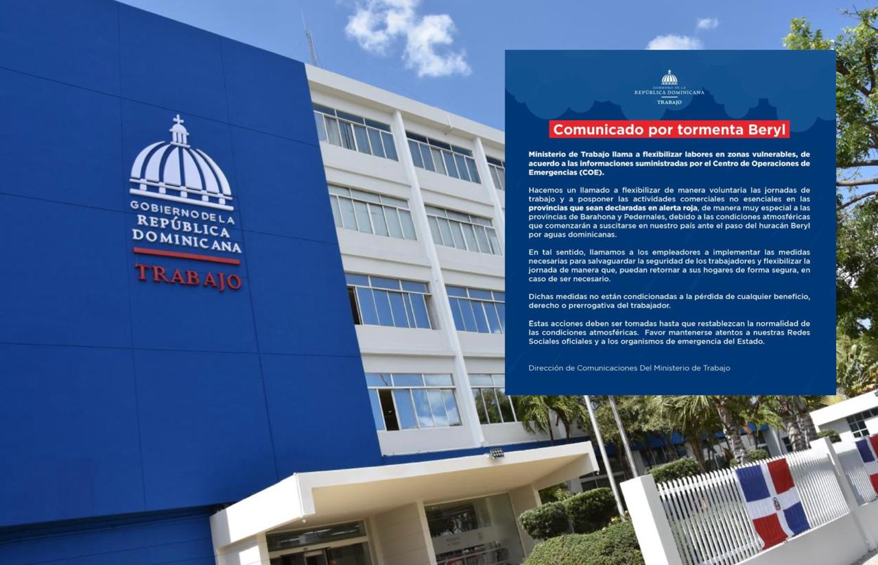 Ministerio de Trabajo insta a empresas privadas flexibilizar horarios por Huracán Beryl