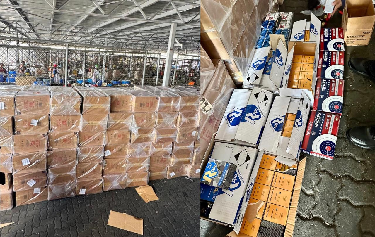 Aduanas detecta millones de cigarrillos y municiones en contrabando