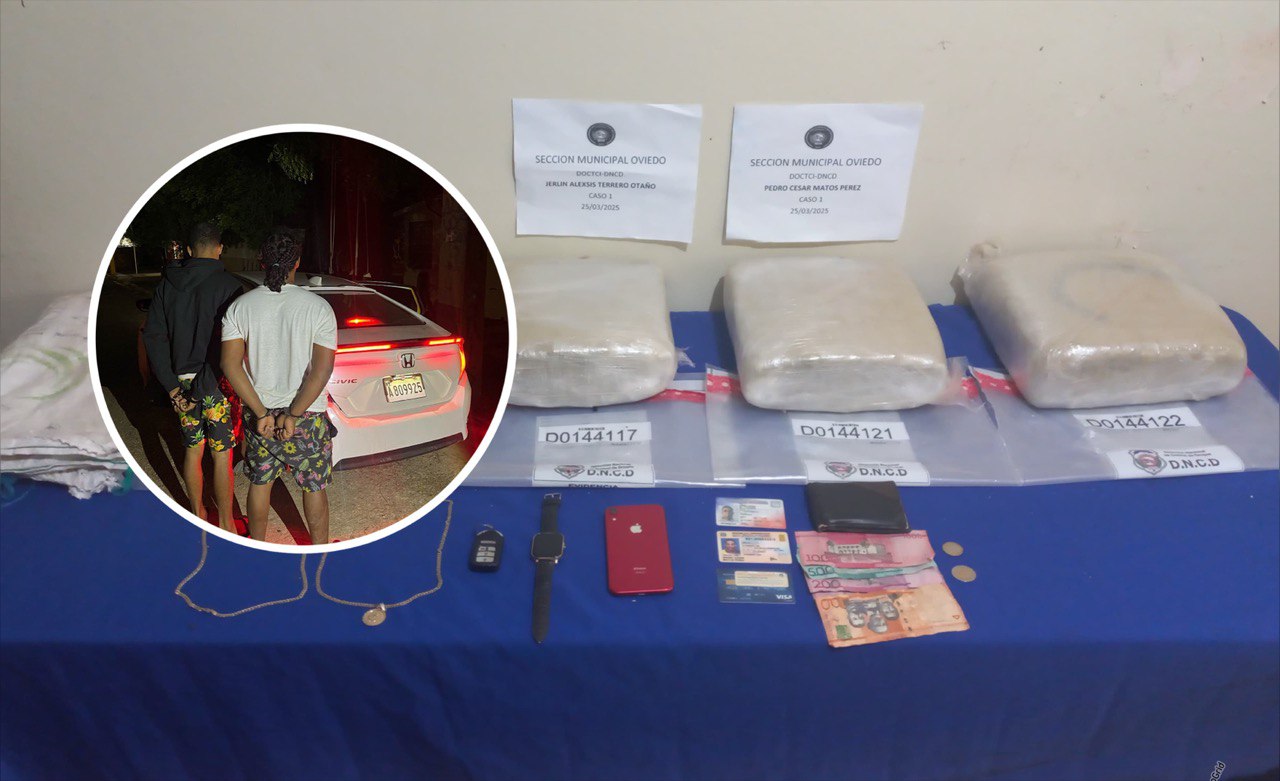 DNCD intercepta a dos hombres con más de 18,000 mil gramos de presumible marihuana en Pedernales