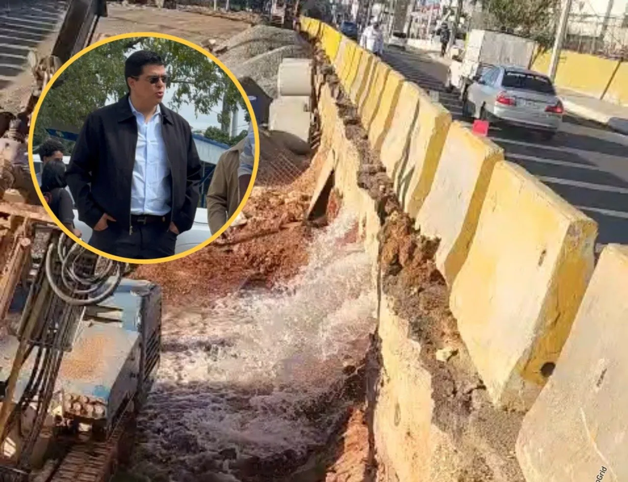 CAASD trabaja en corrección averías provocadas por empresa construye paso a desnivel en la 27 de Febrero