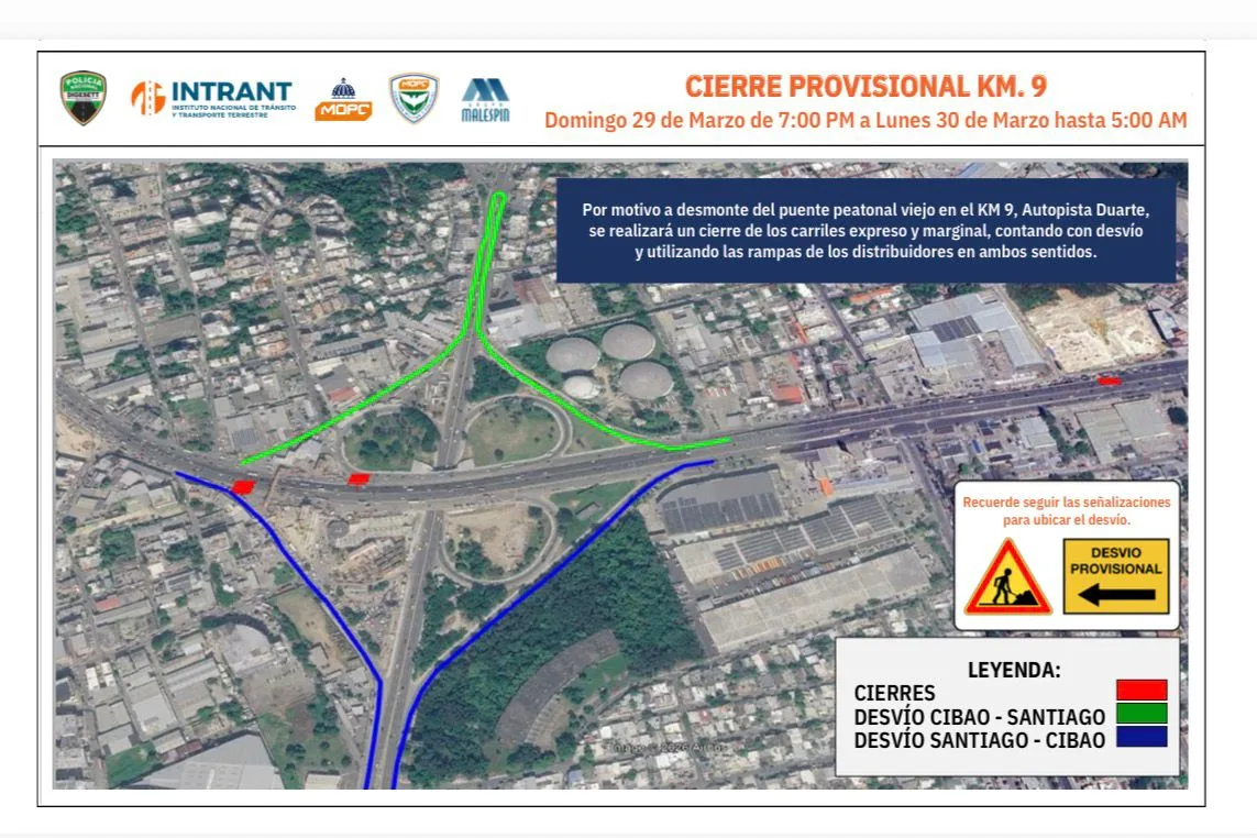 Anuncian desvío por retiro del viejo puente peatonal en el Kilómetro 9