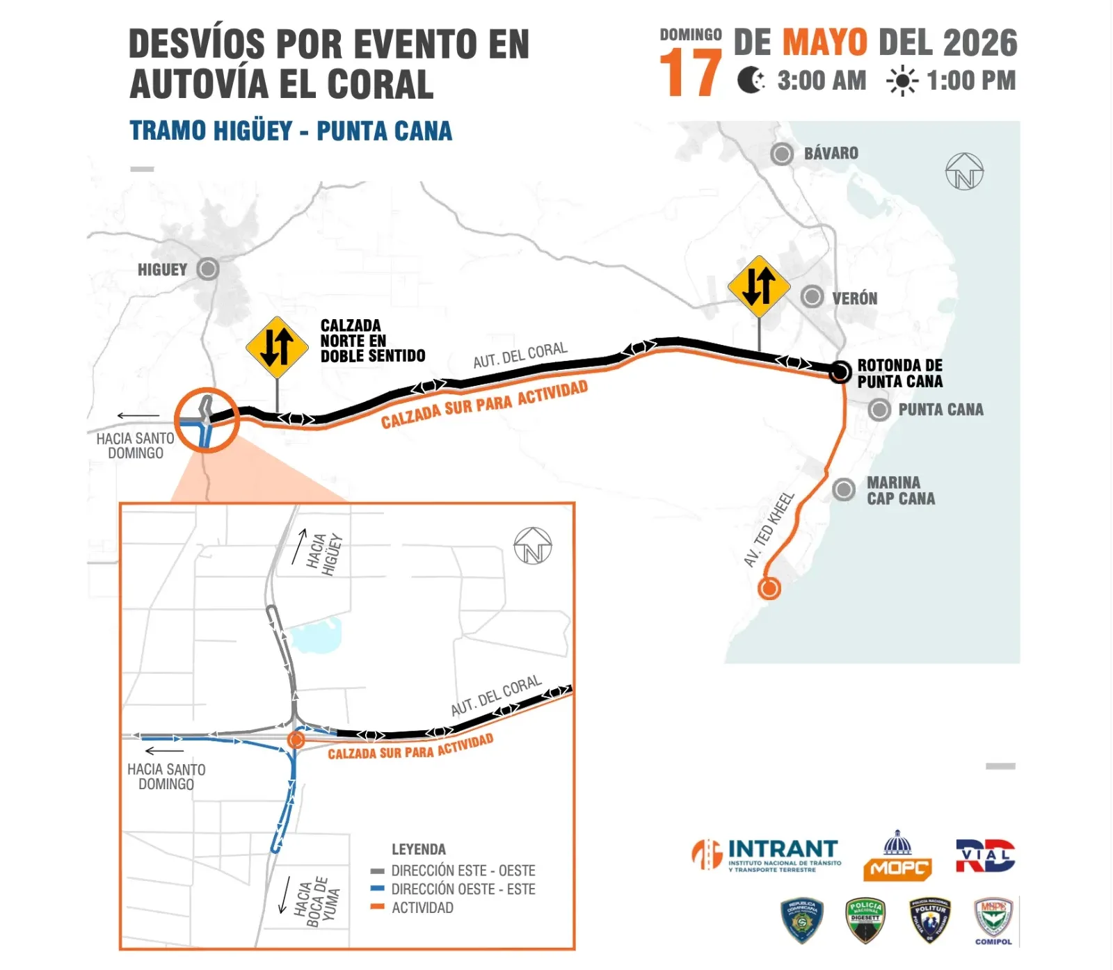 IRONMAN 70.3 Cap Cana será este domingo 17 de mayo, y habrá cierre de tramo en la autovía del Coral