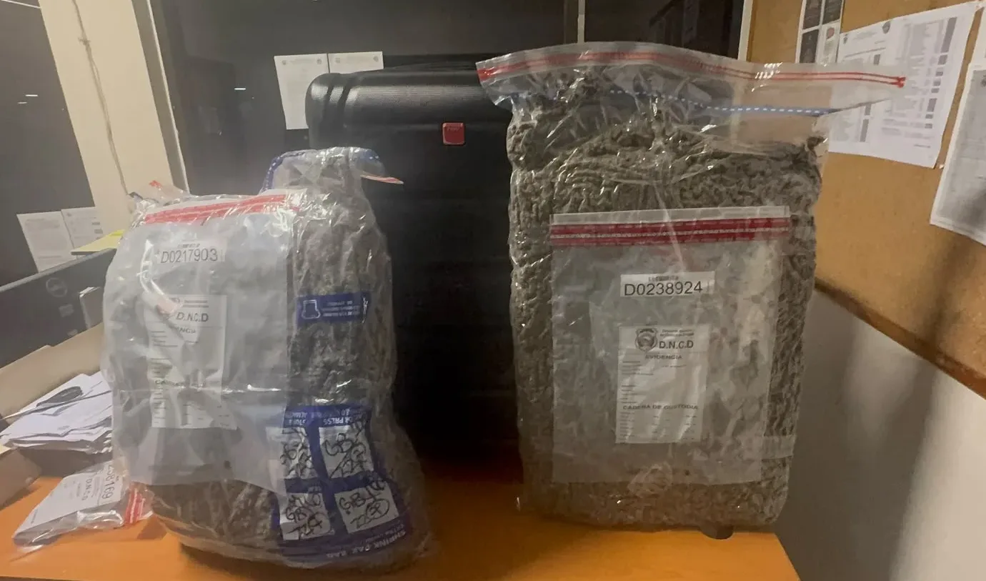 DNCD interviene maleta con 28 libras de marihuana en el AILA